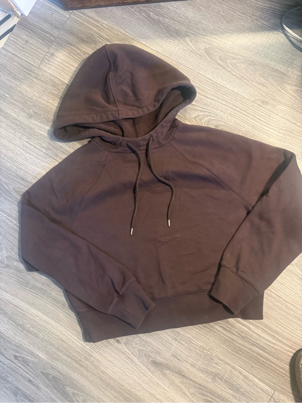 Cropped Dark Brown Hooded Sweatshirt - Classic Style